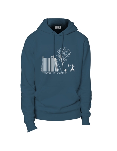 Ethical organic hoodie JAISALMER "Code Bar(b)re"