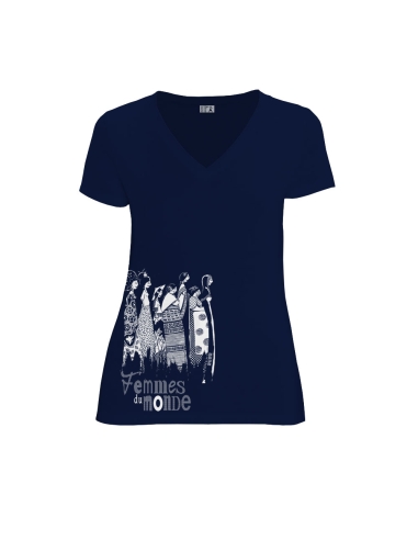 Bio und Fair V-Ausschnitt T-Shirt AWARA "Femmes du Monde"