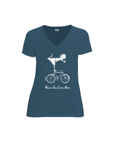 Organic and fair V-neck T-shirt AWARA "Vélo"