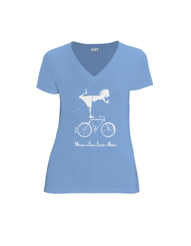 Organic and fair V-neck T-shirt AWARA "Vélo"