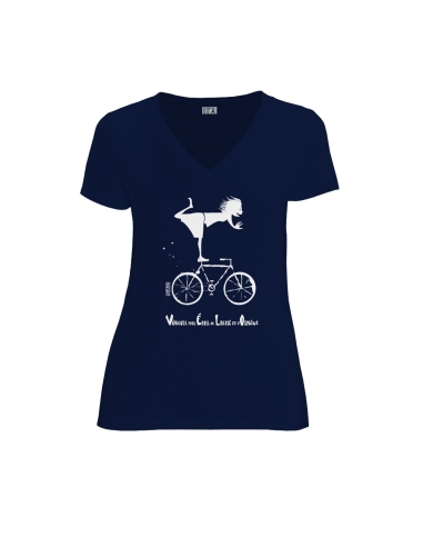 Organic and fair V-neck T-shirt AWARA "Vélo"