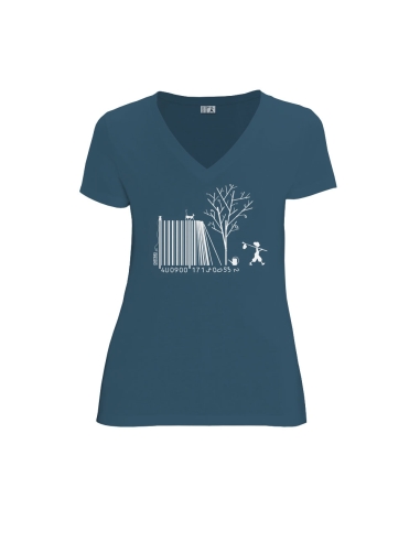 Bio und Fair V-Ausschnitt T-Shirt AWARA "Code Bar(b)re"