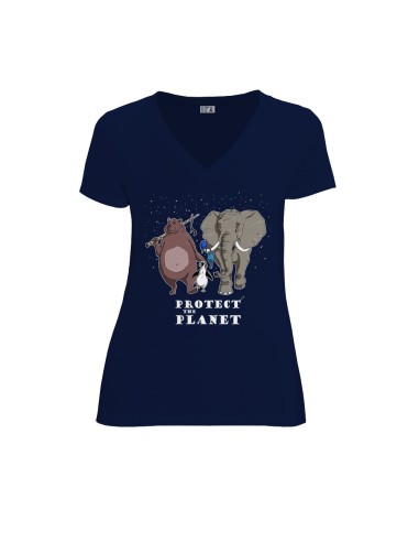 Organic and fair V-neck T-shirt AWARA "Protect the planet"