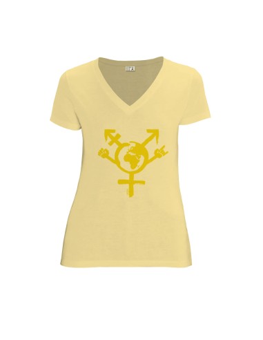 Organic and fair V-neck T-shirt AWARA "Egalita Powa"