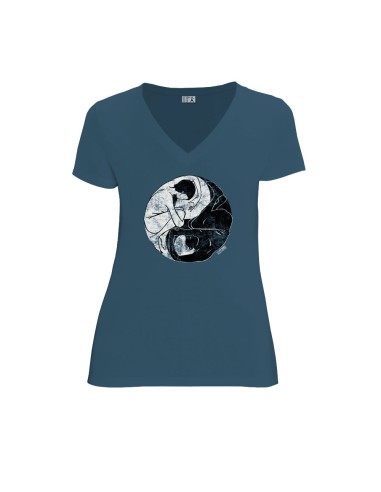 Bio und Fair V-Ausschnitt T-Shirt AWARA "Yin & Yang"