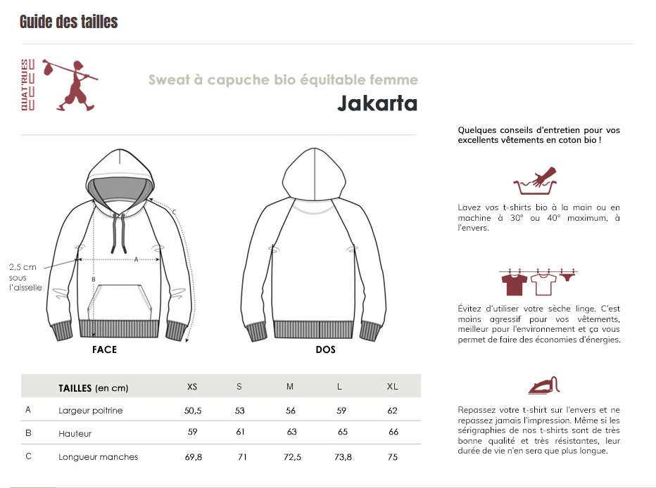 Guide des tailles Jakarta